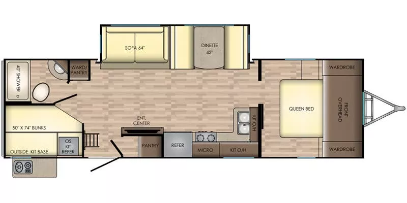 32' 2018 Crossroads Sunset Trail Grand Reserve 28BH w/Slide - Bunk House Floorplan