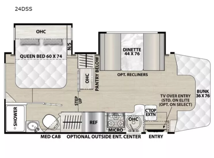 25' 2025 Coachmen Prism Select 24DSS w/2 Slides Floorplan