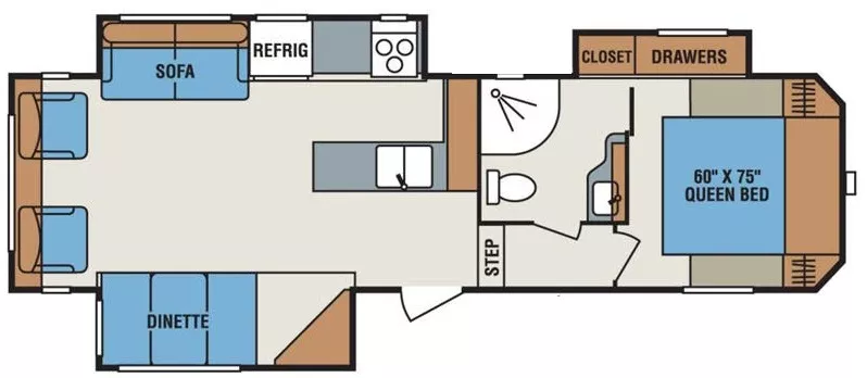 33' 2017 K-Z Sportsmen 293RL w/3 Slides Floorplan