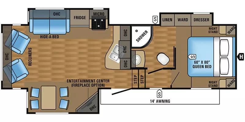 30' 2017 Jayco Eagle 27.5RLTS w/3 Slides Floorplan