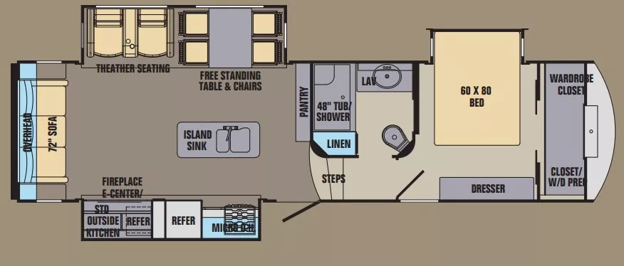 33' 2016 Shasta Phoenix 32RE w/3 Slides Floorplan