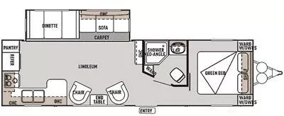 33' 2014 Forest River Wildwood 27RKSS w/Slide Floorplan