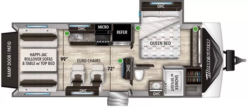 26' 2022 Grand Design Momentum 21G w/Slide - Toy Hauler Floorplan