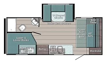 22' 2023 Gulf Stream Kingsport 192DS w/Slide Floorplan