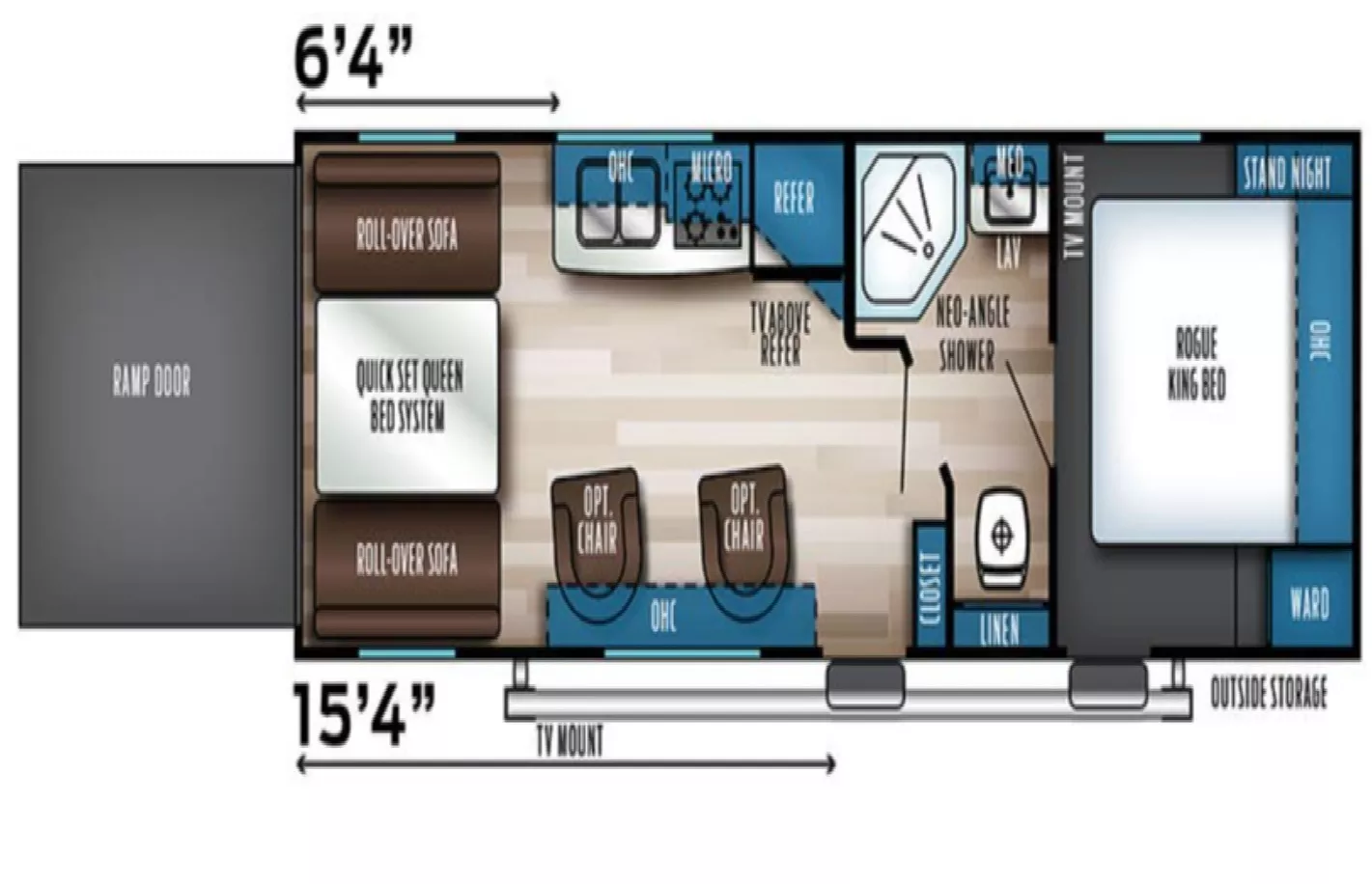 25' 2021 Forest River Vengeance M-25V - Toy Hauler Floorplan