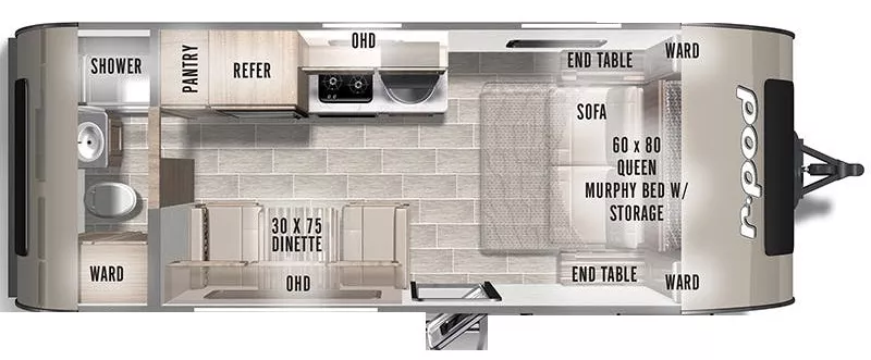 19' 2022 Forest River R-Pod 192 Floorplan
