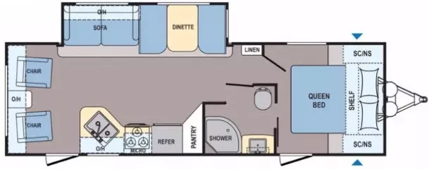 31' 2020 Dutchmen Coleman Light Lx 2605RL w/2 Slides Floorplan