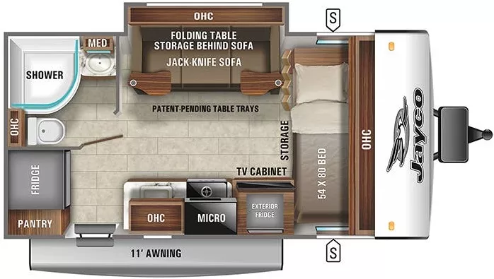 20' 2021 Jayco Jay Feather Micro 166FBS w/Slide Floorplan