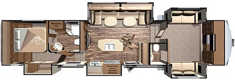 41' 2017 Highland RV Open Range Roamer 376FBH w/5 Slides Floorplan