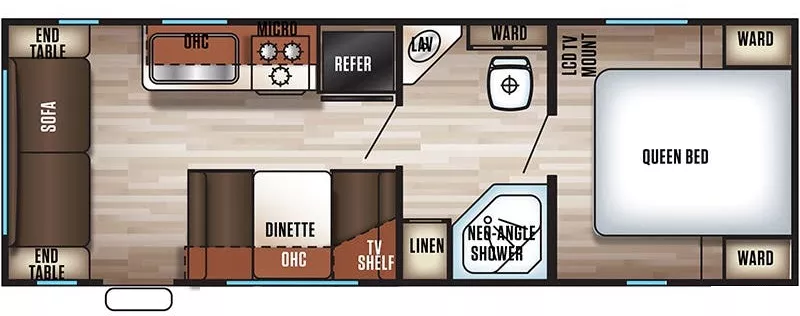 25' 2018 Forest River Cherokee Grey Wolf 25RL Floorplan