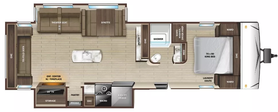 33' 2022 Highland RV Open Range Light 275RLS w/2 Slides Floorplan