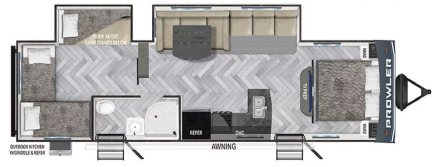 35' 2023 Heartland Prowler 320SBH - Bunk House Floorplan