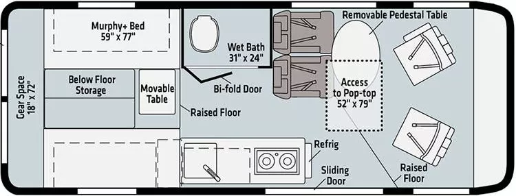 21' 2023 Winnebago Solis 59PX Floorplan