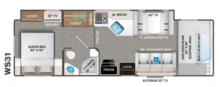 33' 2023 Thor Quantum Series WS31 w/Slide - Bunk House Floorplan