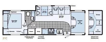31' 2005 Winnebago Minnie Winnie 31C w/Slide Floorplan