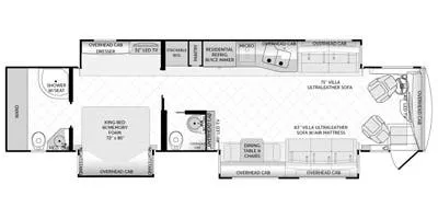 43' 2014 Fleetwood American Tradition 42M 450hp Cummins w/3 Slides Floorplan