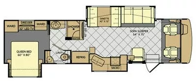 35' 2016 Fleetwood Bounder 34T w/3 Slides Floorplan