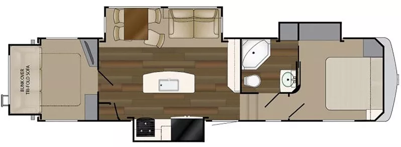 34' 2017 Heartland Elkridge 33RSR w/3 Slides - Bunk House Floorplan