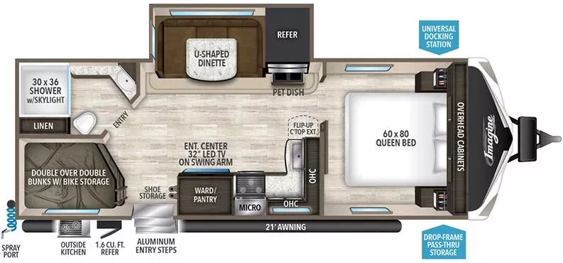 28' 2018 Grand Design Imagine 2400BH w/Slide - Bunk House Floorplan