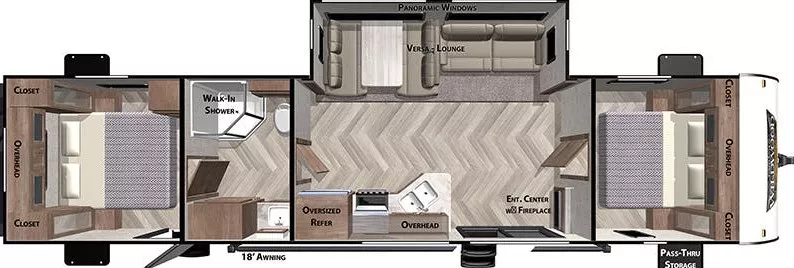 39' 2020 Forest River Wildwood 37 BHSS2Q w/Slide Floorplan