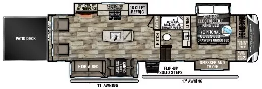 37' 2023 K-Z Durango Gold 385RPQ w/4 Slides Floorplan