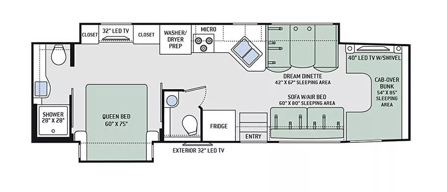 36' 2015 Thor Four Winds 35SF w/2 Slides Floorplan