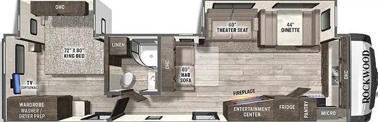 36' 2021 Forest River Rockwood Sig Ult Lite 8335SB w/2 Slides Floorplan