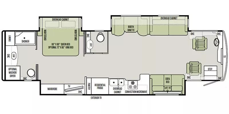 38' 2018 Tiffin Allegro Red 37BA 360hp Cummins w/3 Slides Floorplan