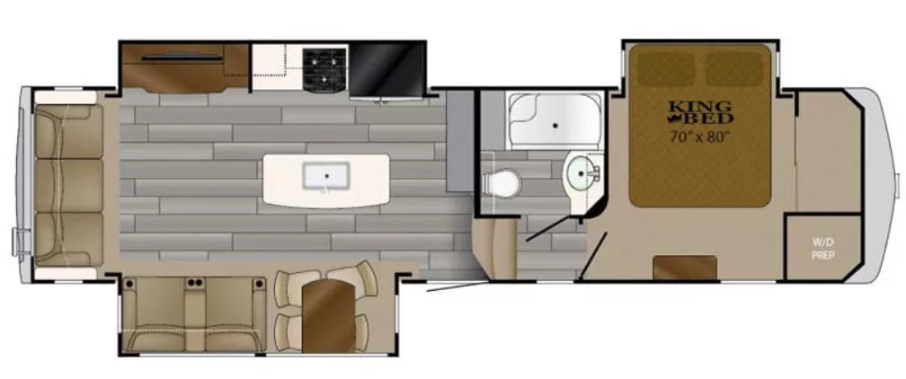 35' 2017 Heartland Bighorn 32RS w/3 Slides Floorplan