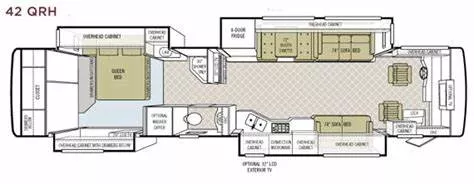 42' 2008 Tiffin Phaeton 42QRH 360hp Cummins w/4 Slides Floorplan