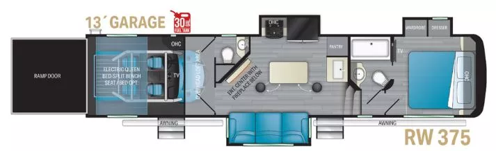 42' 2023 Heartland Road Warrior M-375 w/3 Slides & Generator  - Toy Hauler - Bunk House Floorplan