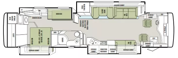40' 2014 Tiffin Phaeton PHAETON 380hp Cummins w/4 Slides - Bunk House Floorplan