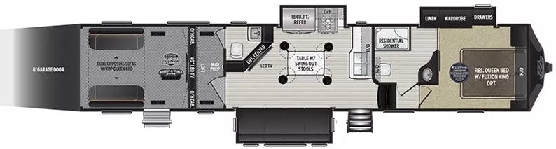 43' 2017 Keystone Fuzion 417 w/3 Slides & Generator  - Toy Hauler Floorplan