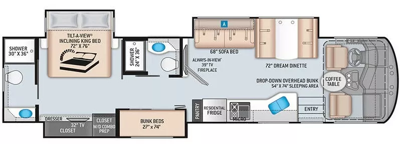 39' 2021 Thor Miramar 37.1 w/3 Slides - Bunk House Floorplan