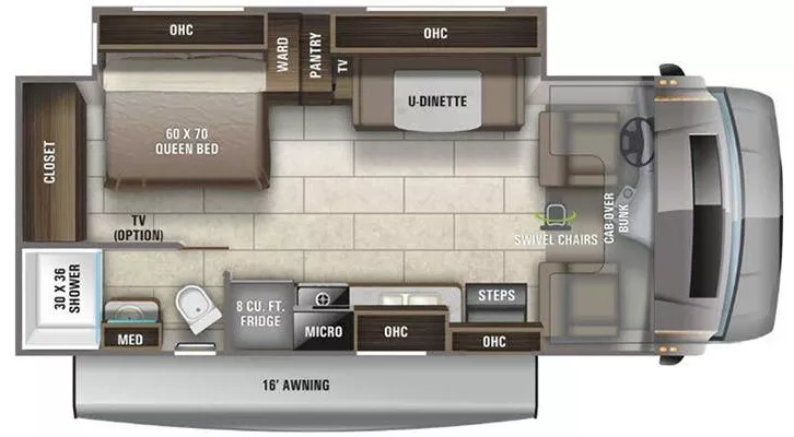 27' 2021 Entegra Coach Odyssey 24B w/Slide Floorplan
