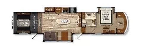 43' 2015 Grand Design Momentum 380TH w/3 Slides & Generator  - Toy Hauler Floorplan