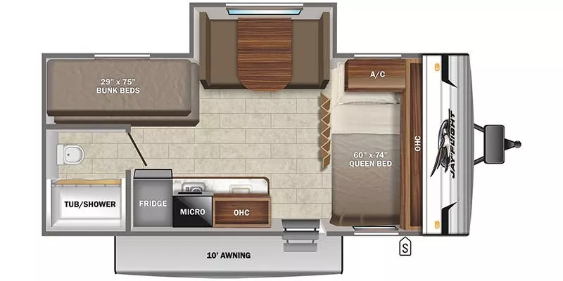 21' 2022 Jayco Jayflight 184BS w/Slide - Bunk House Floorplan