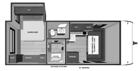 22' 2024 Forest River Salem Platinum Fsx 169RSK w/Slide Floorplan