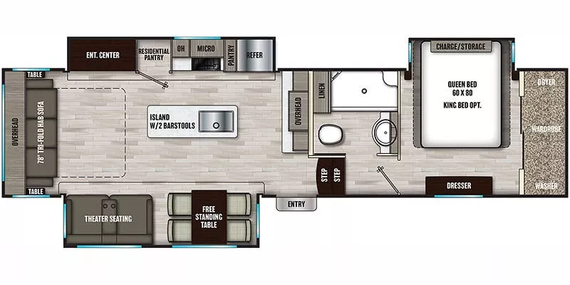 37' 2023 Coachmen Chaparral 336TSIK w/3 Slides Floorplan