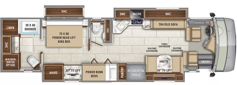 40' 2020 Entegra Coach Reatta Xl 39BH 380hp Cummins w/3 Slides - Bunk House Floorplan