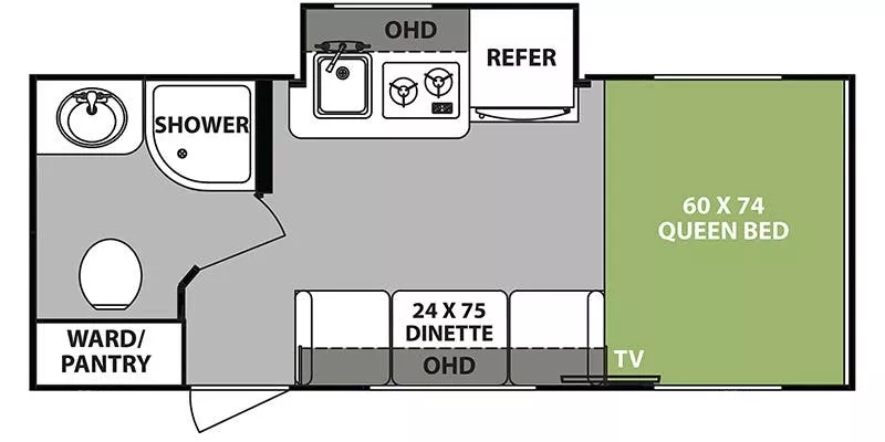20' 2018 Forest River R-Pod 180 w/Slide Floorplan