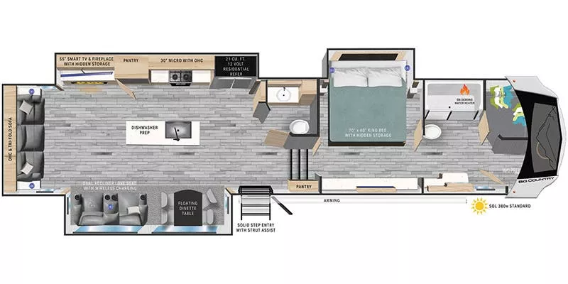 44' 2024 Heartland Big Country 3705FB w/3 Slides Floorplan