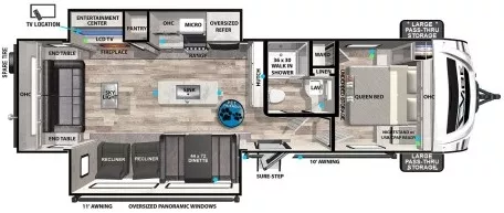 34' 2023 Forest River Vibe 28RL w/2 Slides Floorplan