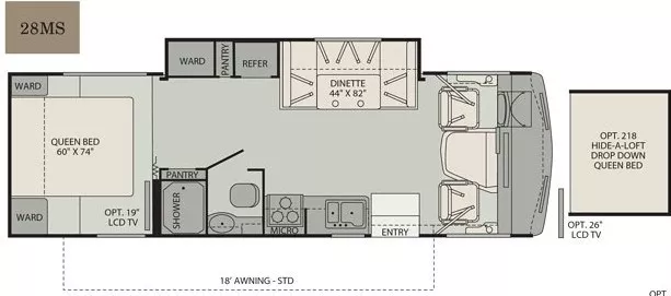 29' 2011 Fleetwood Encounter 28MS w/Slide Floorplan