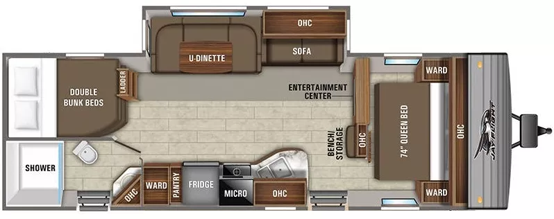 33' 2020 Jayco Jay Flight 28BHBE w/Slide - Bunk House Floorplan