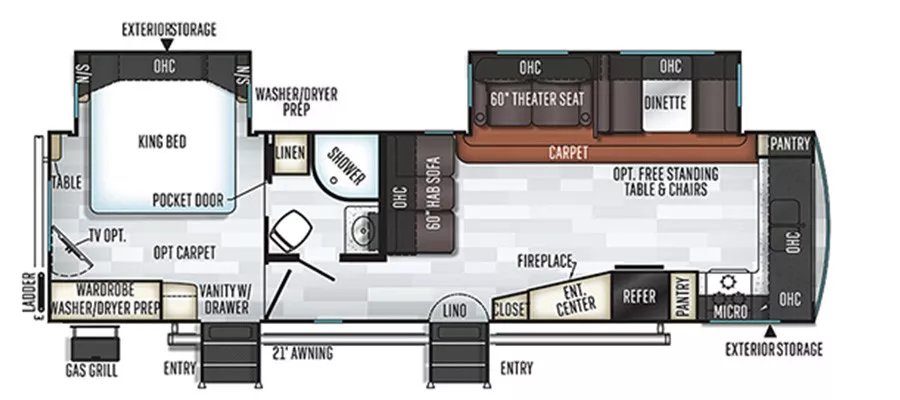 35' 2018 Forest River Rockwood Sig Ultra Lite 8335BSS w/2 Slides Floorplan