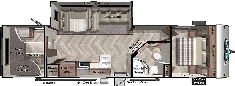 36' 2022 Forest River Salem 29VBUD w/Slide Floorplan