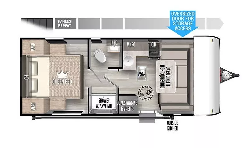 24' 2023 Forest River Wildwood Fsx Platinum 161QK Floorplan