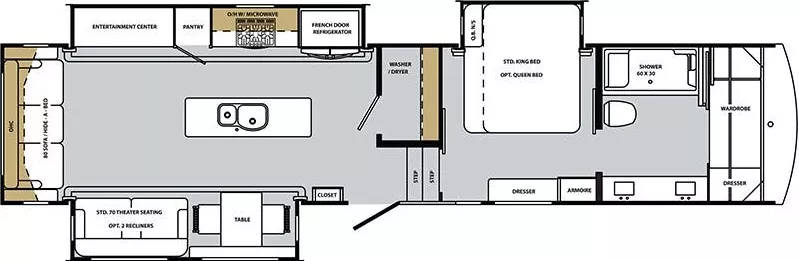 39' 2020 Forest River Cardinal Luxury 3930FBX w/3 Slides Floorplan