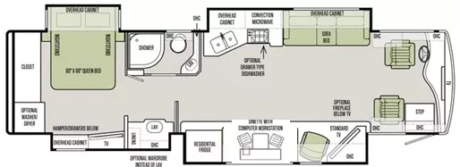 38' 2016 Tiffin Phaeton 36GH 380hp Cummins w/4 Slides Floorplan